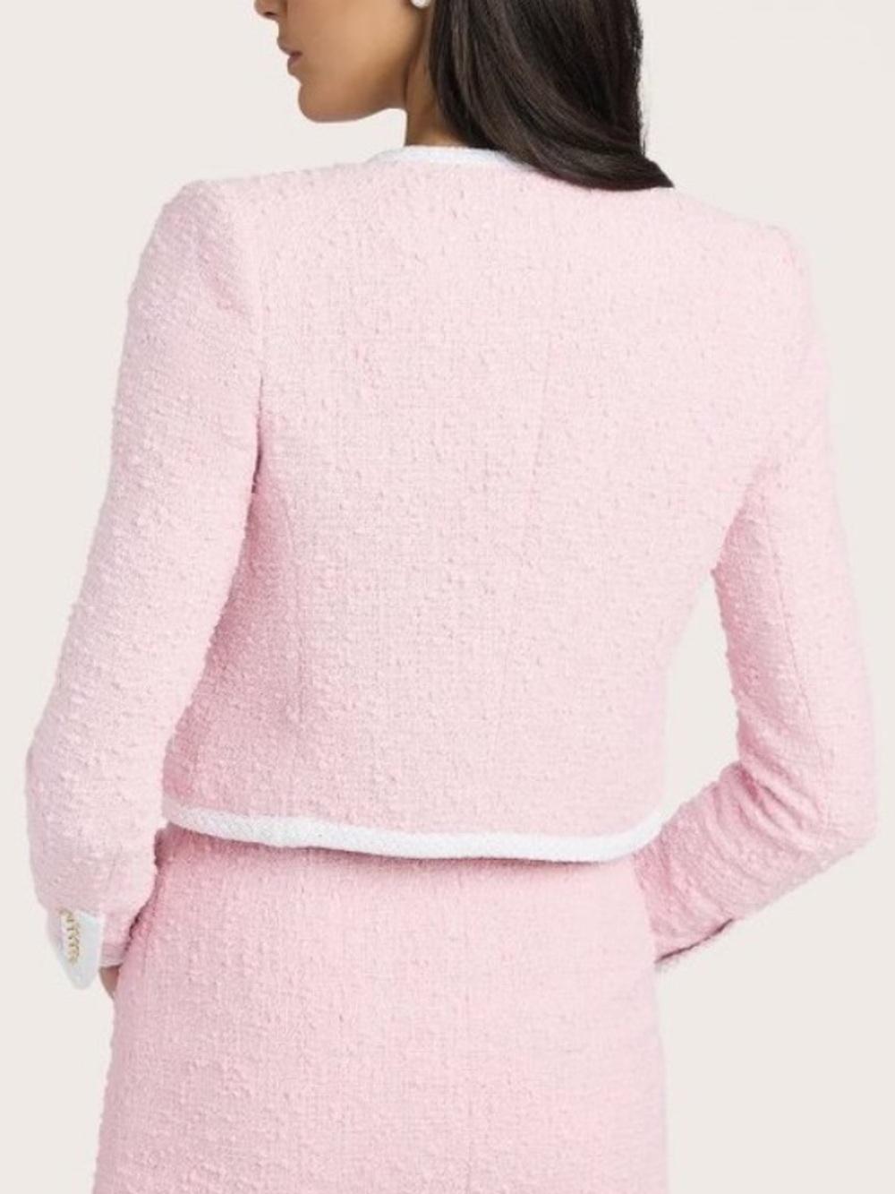 Generation Love Amber Tweed Jacket in 
Ballet Slipper Light Pink Boucle NEW L - Picture 7 of 9